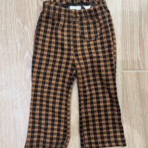 Zara Toddler Girl Checkered Gingham Leggings Flare Leg in Brown and Black